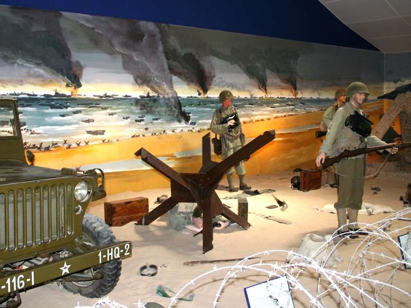 Inside the Omaha Beach Memorial Museum.